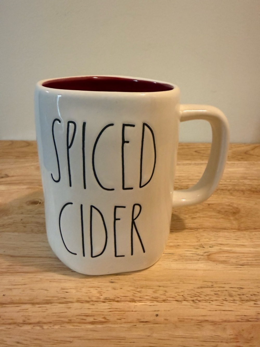 Rae Dunn Cream Mug with Red Interior - "Spiced Cider"